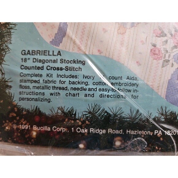 Bucilla Christmas Gabriella Angel 18" Stocking Counted Cross Stitch Kit 82828 - Picture 4 of 6